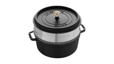 STAUB Cocotte ronde  avec cuit vapeur 26 cm noir mat