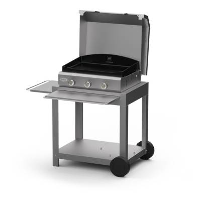 LEMARQUIER Amalia Silver Edition : Plancha Amalia 360 Inox + Chariot + Couvercle
