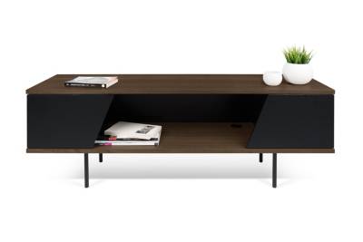 TEMA HOME Meuble TV effet bois noyer et noir