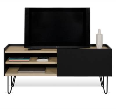 TEMA HOME Meuble TV NINA ch&ecirc;ne clair et noir - rovere chiaro e nero - Temahome