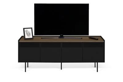 TEMA HOME Temahome - meuble tv design 4 portes ""radio"" 160cm noyer & noir