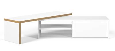 CAMIF Temahome - meuble tv ""move"" 110-203cm contreplaqu&eacute; & blanc mat
