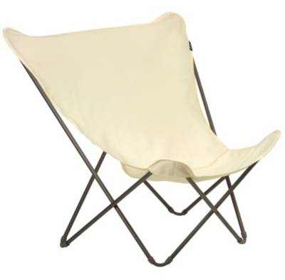 LAFUMA MOBILIER  Pop Up XL Chaise Pliante Airlon + Uni, Noir/Ecru 2021 Si&egrave;ge Camping