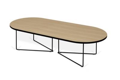 Temahome - Table basse oval ch&ecirc;ne et m&eacute;tal noir - m&eacute;tal noir