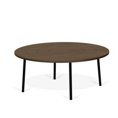 Table basse PLY 80 Noyer et pieds m&eacute;tal noir 80 X 80 - TEMAHOME