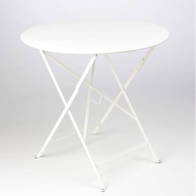 FERMOB  Table pliante BISTRO ronde - 01 blanc coton - &Oslash; 77 cm