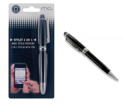 Stylet 2 en 1 avec stylo int&eacute;gr&eacute; - Noir