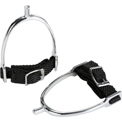 FOUGANZA &Eacute;perons &eacute;quitation enfant bout carr&eacute; + lani&egrave;res - 15 mm