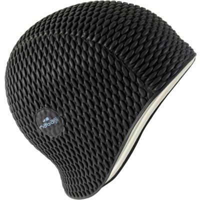 DECATHLON Bonnet de bain gaufr&eacute; en latex - taille unique - noir
