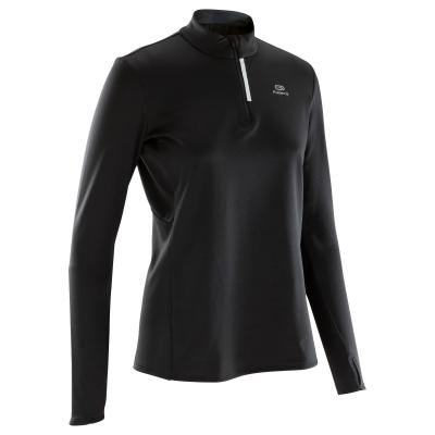 KIPRUN T-shirt manches longues chaud running femme - Zip warm noir