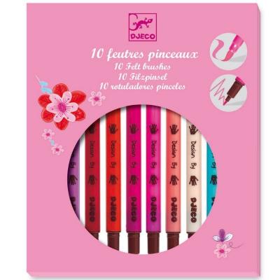 DJECO Crayons 10 Feutres pinceaux Rose