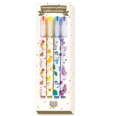  Marqueurs Lovely paper by Djeco - Paillet&eacute;s - 4 pcs