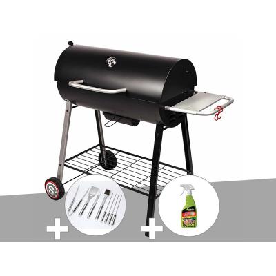 SOMAGIC Barbecue &agrave; charbon sur chariot michigan + malette de 8 accessoires inox + d&eacute;grai