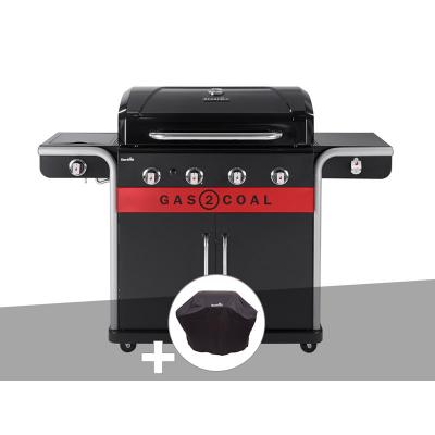 CHAR BROIL Barbecue &agrave; gaz et &agrave; charbon Gas2Coal Char-Broil 2.0 4B + Housse de protection