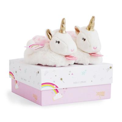 DOUDOU ET COMPAGNIE Coffret chaussons Coffret peluches Ma jolie licorne (0-6 mois)