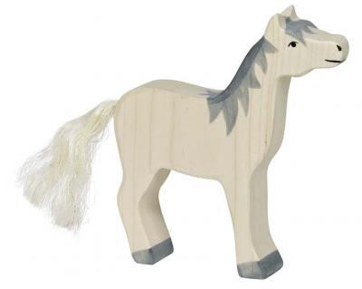 HOLZTIGER  - 80360 - Figurine - Cheval, T&ecirc;te Haute, Crini&egrave;re - Gris