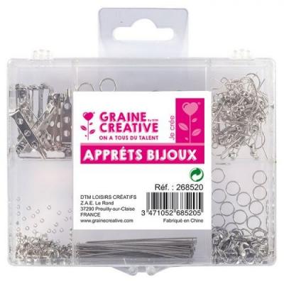 GRAINE CREATIVE Coffret d'appr&ecirc;ts &agrave; bijoux argent&eacute;s x