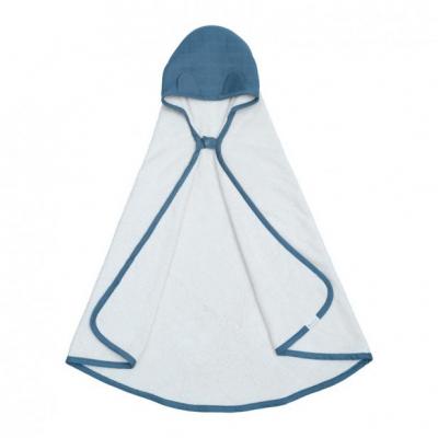 FABELAB Grande Cape de Bain B&eacute;b&eacute; Bio Bleu-Gris