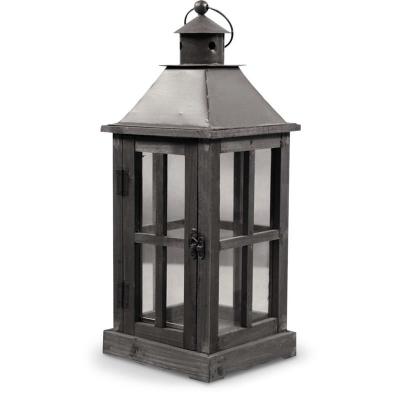 Decoration D &rsquo; Autrefois - Lanterne Bois Marron 19x19x47cm - Marron