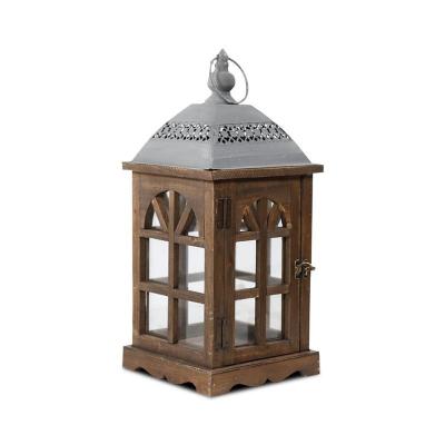Decoration D &rsquo; Autrefois - Lanterne Bois Marron 20x20x46cm - Marron