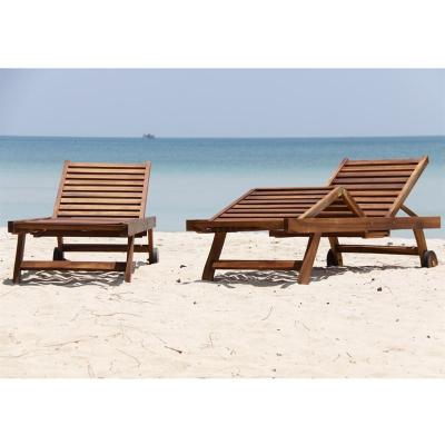 BERAH GETAH Lot de 2 bains de soleil en teck huil&eacute; BALI