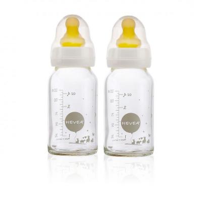 HEVEA  Lot de 2 Biberons en Verre 120 ml