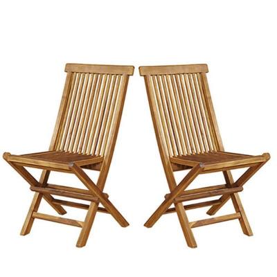 BERAH GETAH BALI Chaise de jardin en teck huil&eacute; massif pliante (lot de 2)