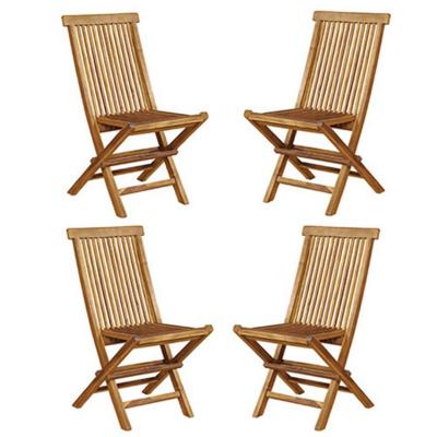 BERAH GETAH Lot de 4 chaises de Jardin Pliantes en Bois de Teck