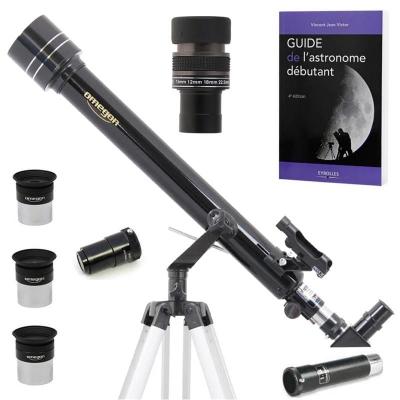 OMEGON Pack Complet T&eacute;lescope  60/700 AZ1 + Zoom + Guide + Oculaires + Barlow + Lentille Redressement