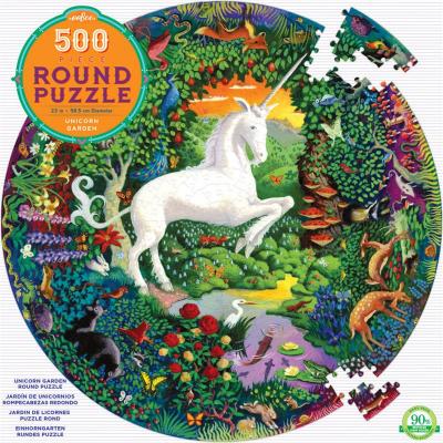EEBOO Puzzle  Le jardin de la licorne Rond 500 pi&egrave;ces