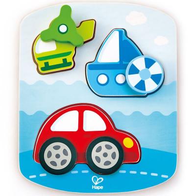 HAPE  moulure en bois puzzle v&eacute;hicules 8 pi&egrave;ces 