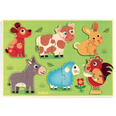 DJECO  - puzzle relief en bois - coucou prairie 