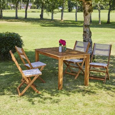 BERAH GETAH Salon de jardin extensible en bois d'acacia FSC gris 4/8 places HANO&Iuml;