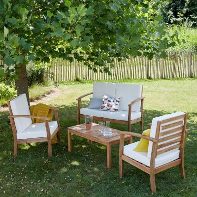 BERAH GETAH Salon de jardin en acacia massif 4 pers. - Naturel