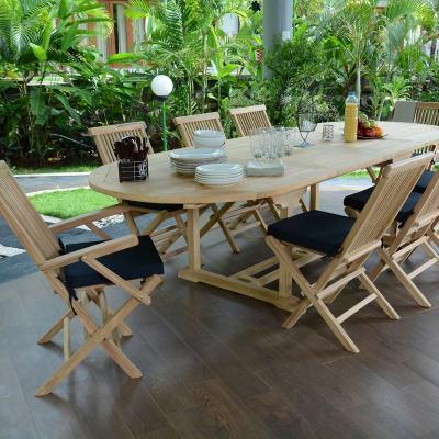 TECK ATTITUDE Salon de jardin en teck qualit&eacute; Ecograde Biarritz, 8 places - Naturel
