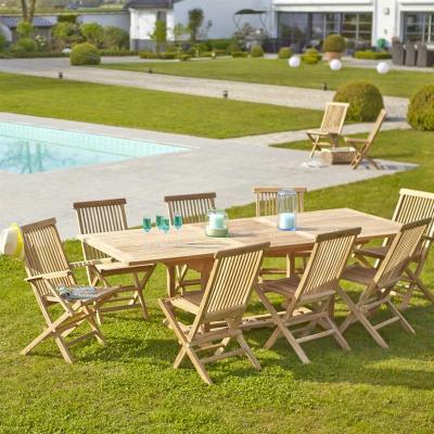 BERAH GETAH Salon de jardin extensible rectangulaire en teck 8/10 places MIDLAND