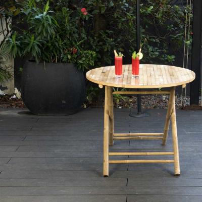 DECOCLICO Table de jardin ronde pliante en bambou naturel Taman - Legno chiaro