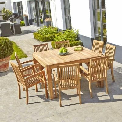 BERAH GETAH Table de jardin en bois de teck carr&eacute;e 6 &agrave; 8 places