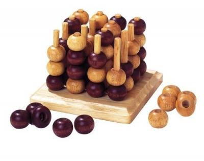 GOKI Jeu de pions tic-tac-toe 3d, jeu en bois  