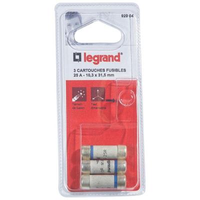 LEGRAND Cartouches fusibles pour porte-fusibles avec t&eacute;moin - 10.3x31.5mm 25A