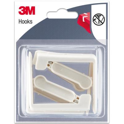 3M Lot de 4 crochets &agrave; clipser , blanc