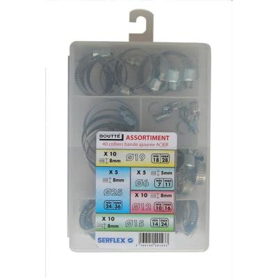  Boutt&eacute; CS Boite assortiments 40 Colliers Acier Largeur 8mm, Argent