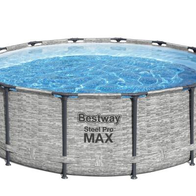 BESTWAY Piscine hors-sol, pvc Steel pro max decor pierre, rond Diam.4.27 x H.1.22 m