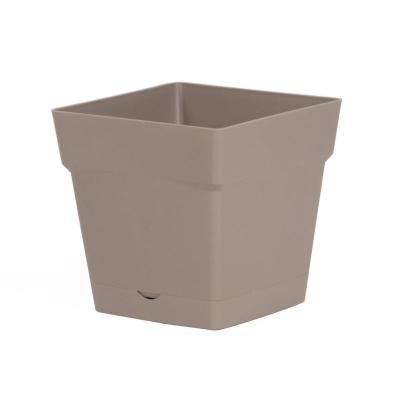 EDA Pot carr&eacute; Toscane avec r&eacute;serve d'eau 17.4cm taupe