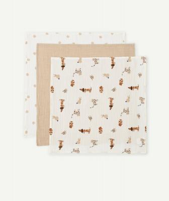 LASSIG Lange mousseline m little mateys bleu roi, 3 pcs ass., 60 x 60 cm