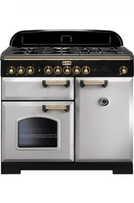 Cuisini&egrave;re FALCON Classic deluxe 100 Gris perle/Laiton - CDL100DFRP/B