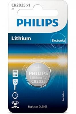 PHILIPS  Pile CR2025 / DL2025  Bouton Lithium 3V