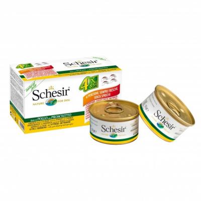 SCHESIR Poulet avec Jambon Multipack 4 Unit&eacute;s pour votre Animal de Compagnie