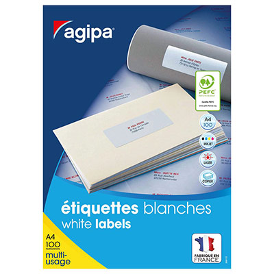 Agipa agipa etiquette universelle, 210 x 148,5 mm, coins droits noir