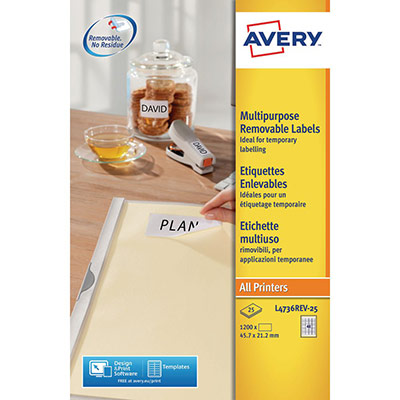 AVERY ZWECKFORM  Etiquettes Stick+Lift, 45,7 x 21,2 mm, blanc
